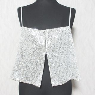 ビューティアンドユースユナイテッドアローズ(BEAUTY&YOUTH UNITED ARROWS)の美品 24SS BEAUTY&YOUTH ビューティーアンドユース ユナイッテッドアローズ スパンコールキャミソール 1616-105-0433 シルバーカラー レディース 古着 中古 USED(キャミソール)