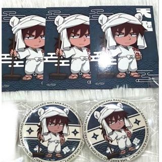 忍たま乱太郎 × 極楽湯 天鬼 缶バッジ 2個 ミニブロマイド 3枚(キャラクターグッズ)