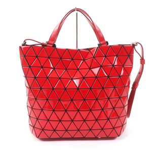 極美品★BAOBAO ISSEY MIYAKE バオバオ イッセイミヤケ BB73-AG301 2way トート・ ショルダーバッグ レッド 日本製 正規品 レディース(ショルダーバッグ)