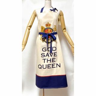 ロイヤルコレクション(Royal Collection)の【エリザベス女王】GOD SAVE THE QUEEN　綿エプロン　大きめ　公式(その他)