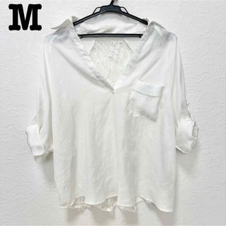 イング(INGNI)のイング　五分袖　七分袖　ブラウス　シャツ　レース　花柄　ホワイト(シャツ/ブラウス(長袖/七分))