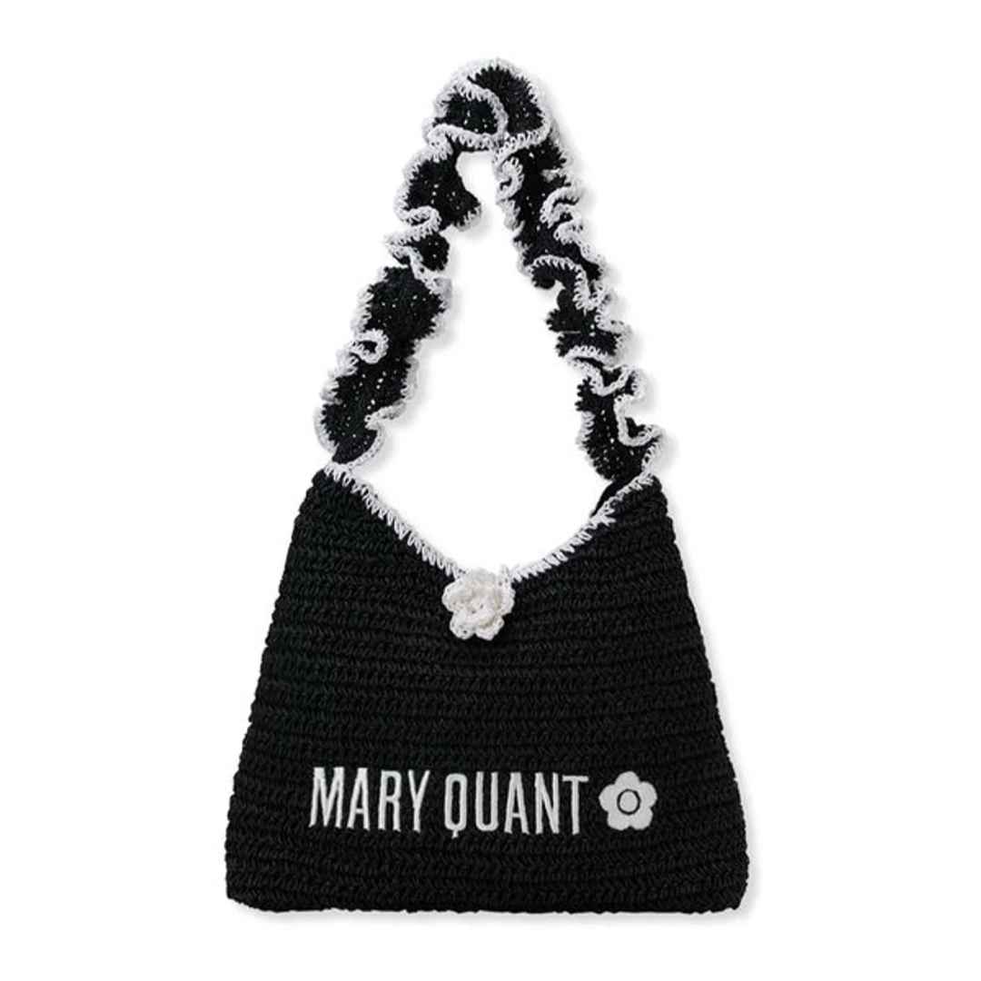 Lily Brown(リリーブラウン)のLILY BROWN×MARY QUANT ペーパーラウンドフリルバッグ BLK レディースのバッグ(かごバッグ/ストローバッグ)の商品写真