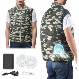 空調服 ベスト 空冷服 作業服 ファン付き L 迷彩柄 10000mAh 大容量
