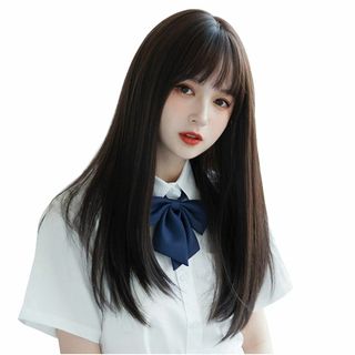 【人気商品】Villo ウィッグ ロング ストレート ウイッグ セミロング 黒髪(その他)