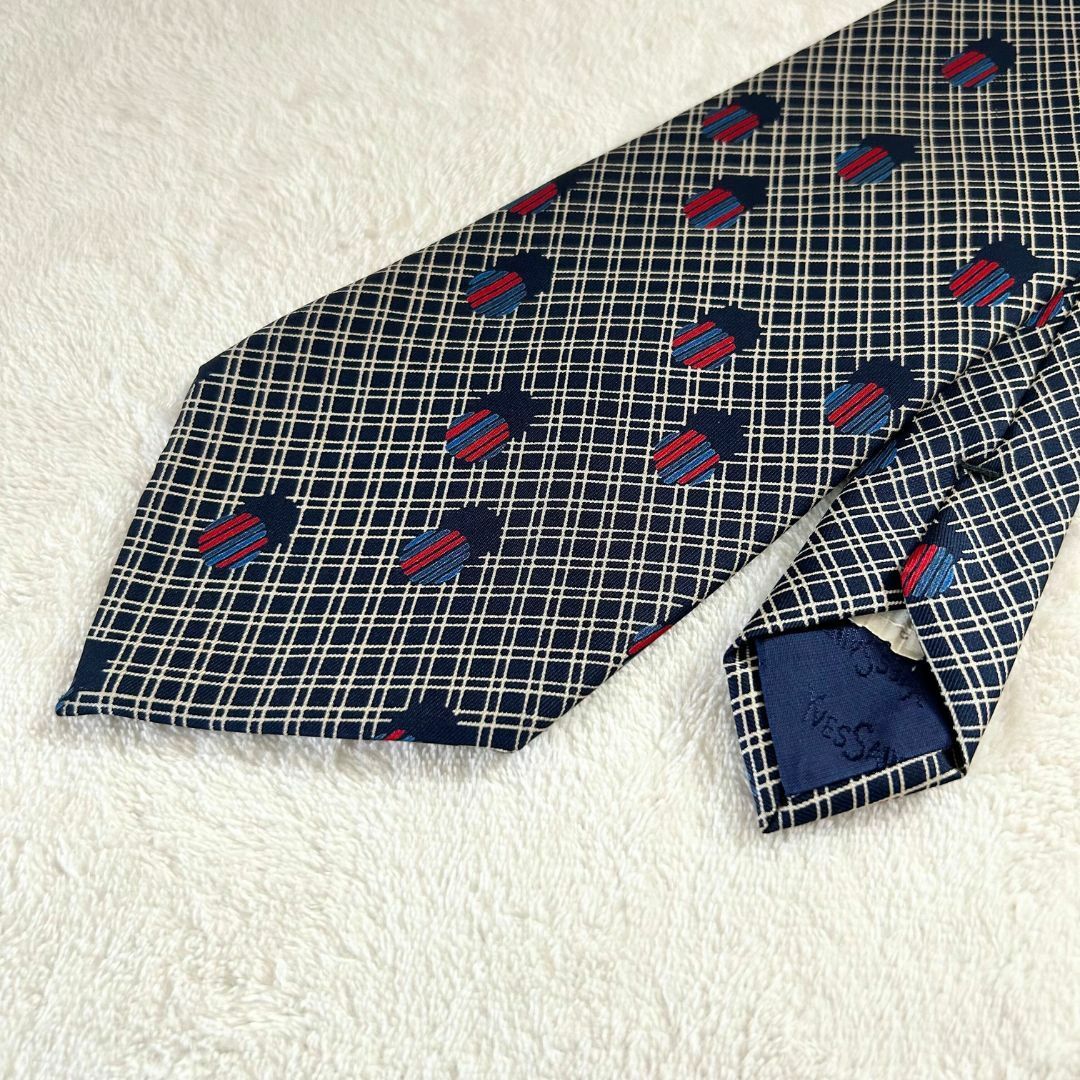 Yves Saint Laurent(イヴサンローラン)の【美品】イヴ・サンローラン ネクタイ ネクタイ ブルー 綿100％ ワイドタイ  メンズのファッション小物(ネクタイ)の商品写真