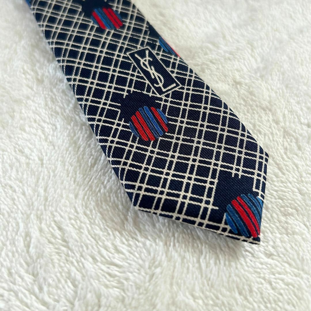 Yves Saint Laurent(イヴサンローラン)の【美品】イヴ・サンローラン ネクタイ ネクタイ ブルー 綿100％ ワイドタイ  メンズのファッション小物(ネクタイ)の商品写真