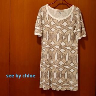 シーバイクロエ(SEE BY CHLOE)のsee by chloe シーバイクロエ　キリン柄　ミニワンピ　Tシャツ  (Tシャツ(半袖/袖なし))