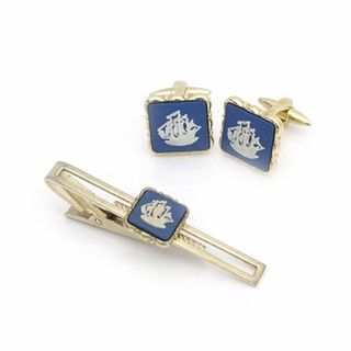 エンジェルハート(Angel Heart)のWEDGWOOD / ウェッジウッド ■タイピン カフス ジャスパー スチール ゴールド ブルー 【アクセサリー】 ブランド【中古】 [0990014972](カフリンクス)