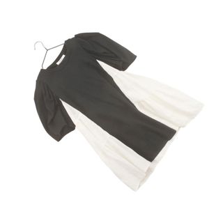 スナイデル(SNIDEL)のsnidel スナイデル 切替 パフスリーブ チュニック カットソー sizeF/白ｘ黒 ■◆ レディース(カットソー(長袖/七分))