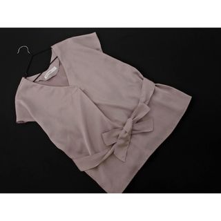 バビロン(BABYLONE)のBABYLONE バビロン サテン ウエストリボン フレンチスリーブ Vネック ブラウス シャツ size38/ラベンダー ■◆ レディース(シャツ/ブラウス(半袖/袖なし))