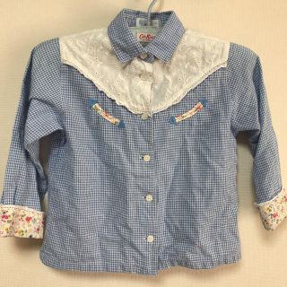 ニットプランナー(KP)の8分袖 かわいいシャツ 水色　レース　花柄　130 KP(Tシャツ/カットソー)