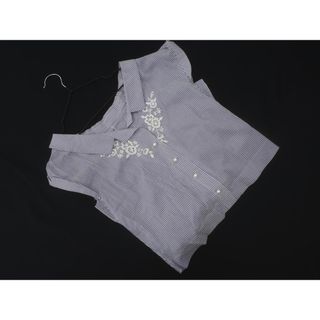 ウィルセレクション(WILLSELECTION)のWILLSELECTION ウィルセレクション 刺繍 ストライプ ブラウス シャツ sizeM/白ｘ青 ■◆ レディース(シャツ/ブラウス(半袖/袖なし))