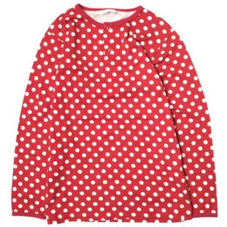 マリメッコ(marimekko)のmarimekko マリメッコ フィンランド製 ポルカドットヘンリーネックカットソー 52631-18363 150 レッド 長袖 ロングスリーブTシャツ トップス【中古】【marimekko】(Tシャツ(長袖/七分))