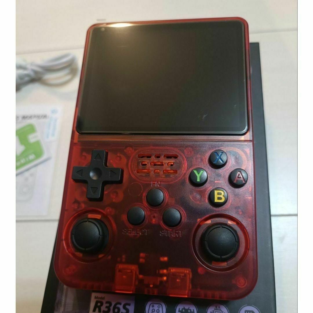 【新品】R36S ゲーム機 64GB 赤レッド【エミュ機】 エンタメ/ホビーのゲームソフト/ゲーム機本体(携帯用ゲーム機本体)の商品写真