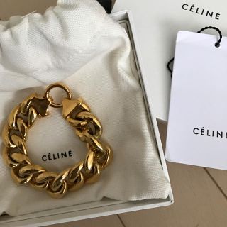 極 美品 希少品 CELINE セリーヌ 凱旋門 モチーフ 金具 チェーン ブレスレット バングル アクセサリー 小物 ゴールド 20035