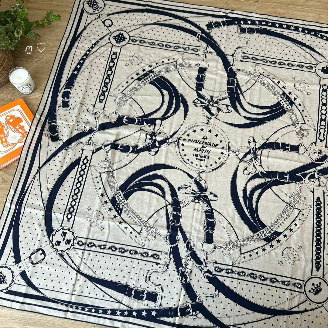 エルメス カシシル 朝の散歩 140 バンダナ 美品 HERMES - HERMESエルメス カレジェアン 140 朝の散歩バンダナ
