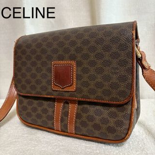 セリーヌ(CELINE)の【美品】セリーヌ ショルダーバッグ マカダム柄 トリオンフ ポシェット　ブラウン(ショルダーバッグ)