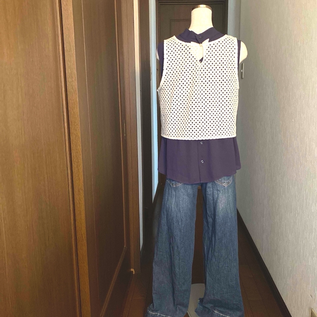 春夏秋冬　試着のみ　未使用品　白レースベスト レディースのトップス(ベスト/ジレ)の商品写真
