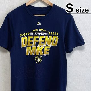 マジェスティック(Majestic)のMajestic　Tシャツ　S　ネイビー　ミルウォーキーブルワーズ　MLB　古着(Tシャツ/カットソー(半袖/袖なし))