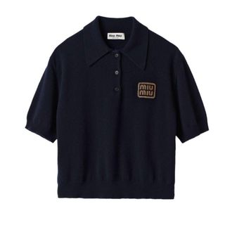 ミュウミュウ(MIU MIU)のMiu Miu ミュウミュウ　カシミヤポロシャツ　ネイビー　36 ポロシャツ(ポロシャツ)