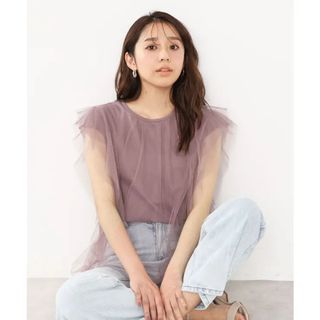 インデックス(INDEX)のindex チュールレイヤードフレンチトップス(カットソー(半袖/袖なし))