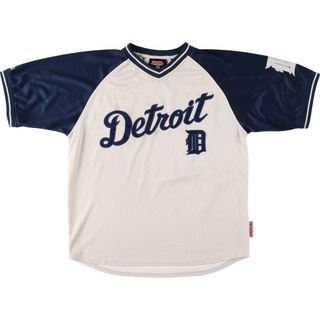 古着 Stitches MLB DETROIT TIGERS デトロイトタイガース メッシュ Vネック ゲームシャツ ベースボールシャツ メンズM相当 /eaa564362(シャツ)