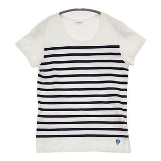 オーシバル(ORCIVAL)のORCIVAL フランス製 18 ボーダー Uネック 半袖Ｔシャツ カットソー ホワイト ネイビー レディース オーシバル/オーチバル【中古】5-0622S♪(Tシャツ(半袖/袖なし))