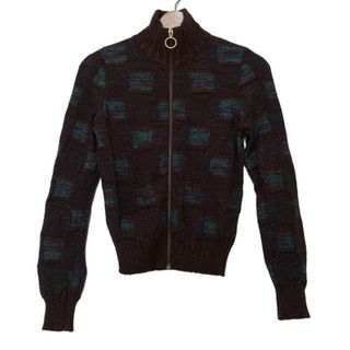 MISSONI - MISSONI(ミッソーニ) カーディガン サイズ38 S レディース美品  - ダークブラウン×ブルーグリーン×ブロンズ 長袖/ラメ/ジップアップ