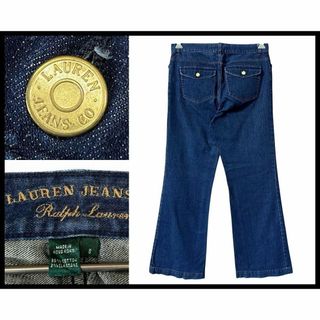 Ralph Lauren - G② 90s ローレン ジーンズ ラルフローレン 金ロゴ フレア デニム パンツ