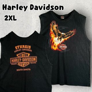 Harley Davidson - ハーレーダビッドソン ノースリーブ タンクトップ 2XL ブラック 両面プリント