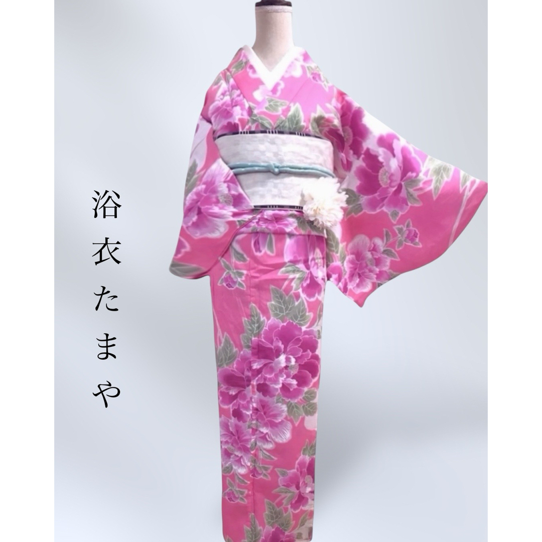 #【 新品 ◉ ゆかた 】 ★ 目を引くお着物の様な 華やかな柄行＊　ピンク レディースの水着/浴衣(浴衣)の商品写真
