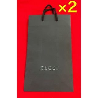 グッチ(GUCCI)の新品本物　GUCCI グッチ　紙袋 ショップ袋　ショッパー　黒　ブラック　2枚(ショップ袋)