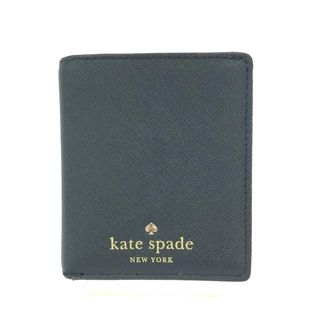 ケイトスペードニューヨーク(kate spade NEW YORK)の美品 Kate spade ケイトスペード 二つ折りコンパクト 財布   ブラック レザー レディース 　240001150724(財布)