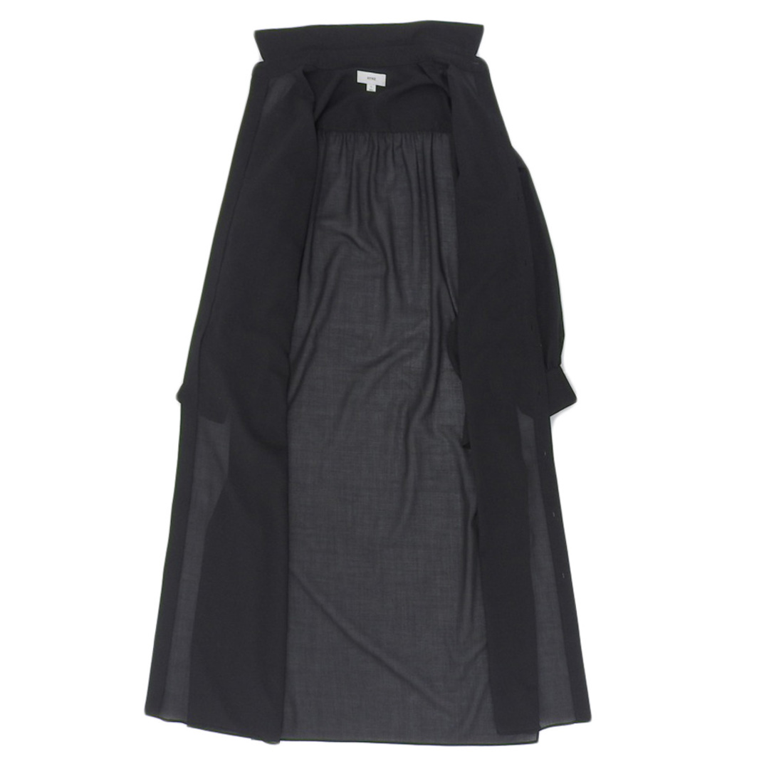 HYKE(ハイク)のハイク 美品 ポリエステル×ウール ロングスリーブ シアーシャツワンピース レディース 黒 ブラック 1 231-16157 23SS 1 レディースのワンピース(その他)の商品写真