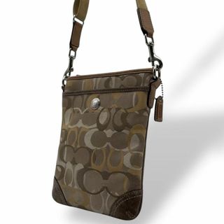 コーチ(COACH)の良品 コーチ ショルダーバッグ シグネチャー キャンバス ブラウン系 斜め掛け(ショルダーバッグ)