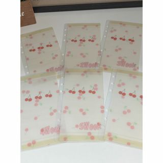 ハンドメイド　A6バインダ―　リフィル　韓国　Weekly　6枚セット　チェリー(その他)