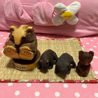クマの木彫り四点セット