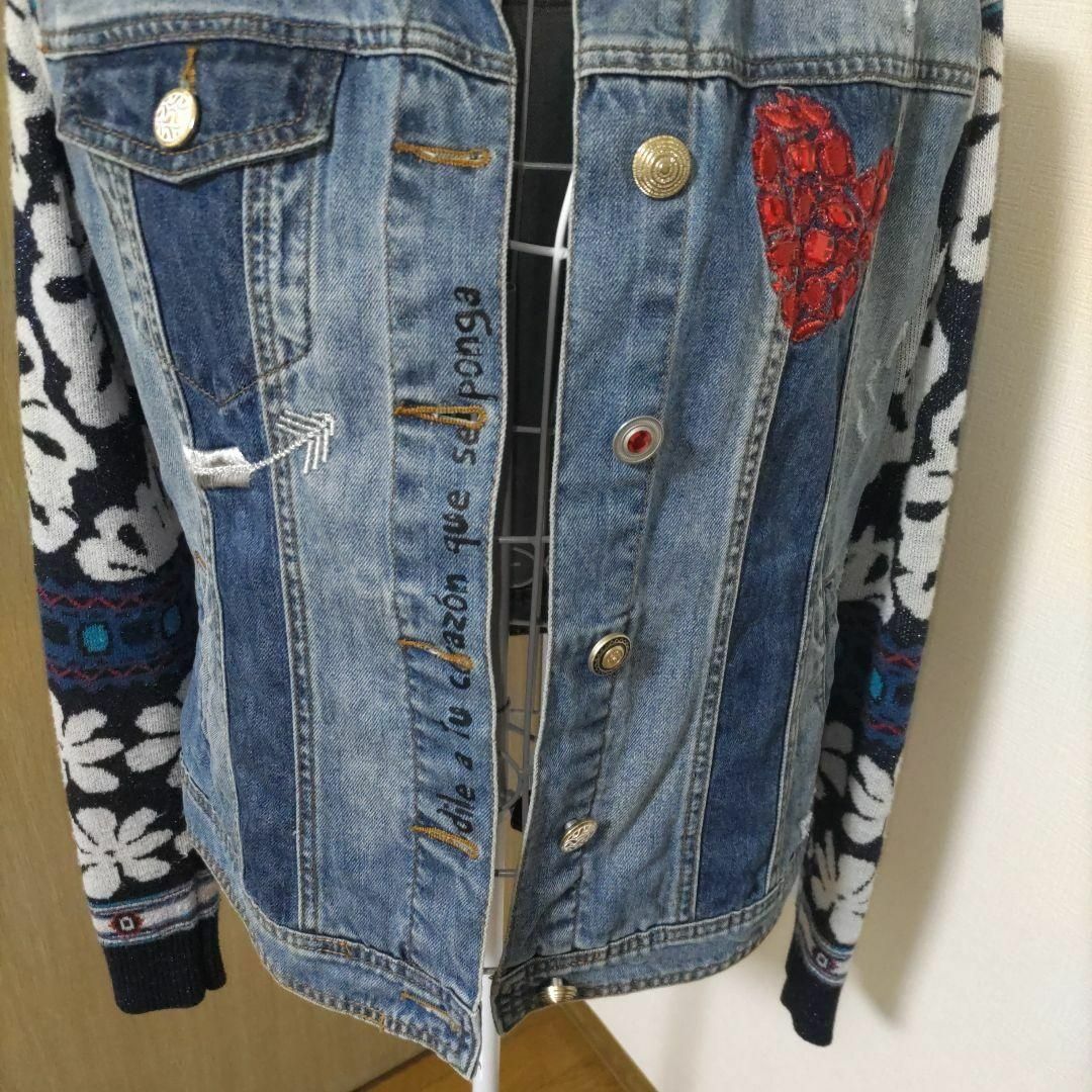 デシグアル デニムニットジャケット desigual 異素材 ハート 40