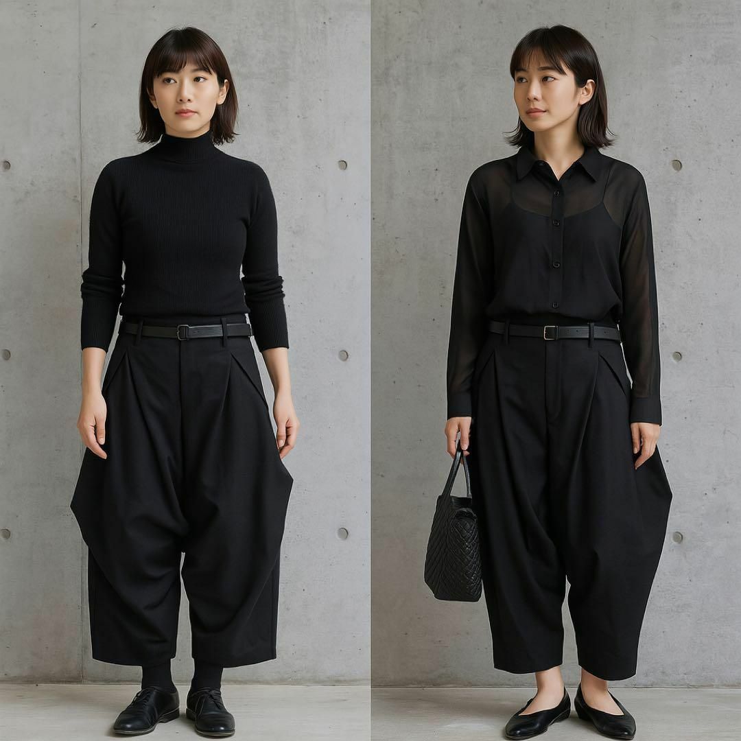 me by issey miyake イッセイミヤケ 黒ワイドパンツ