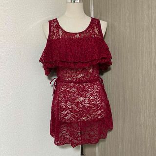 BEAUTY SHOW レース　肩あき　水着　rd XL(水着)