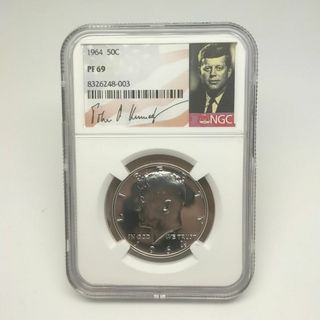 【NGC PF69】1964年 ケネディハーフダラー 50セント銀貨(貨幣)