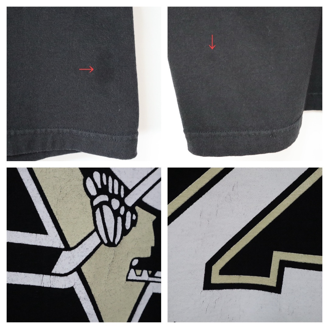 US古着 NHL ペンギンズ ホッケーシャツ ユニフォーム L 黒イエロー】