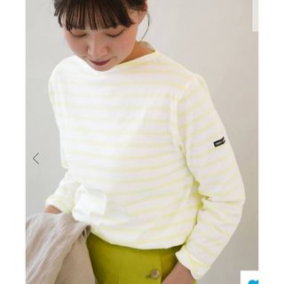 セントジェームス(SAINT JAMES)の美品　モーレ　イエロー×ホワイト　T3　セントジェームス(カットソー(長袖/七分))