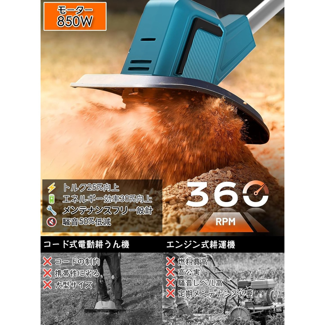✨ラスト1点✨耕運機 家庭用 充電式耕うん機 (耕幅255mm/耕深220mm) スポーツ/アウトドアの自転車(工具/メンテナンス)の商品写真