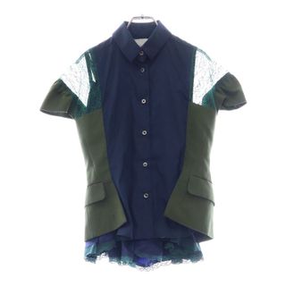 サカイ(sacai)のSacai サカイ 13SS ドッキング 半袖シャツブラウス カットソー 13-01728 ネイビー/カーキ レディース(シャツ/ブラウス(半袖/袖なし))