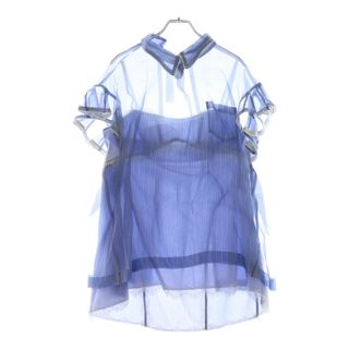 サカイ(sacai)のSacai サカイ 17SS ストライプ バックスリット ドッキング ブラウス 17-03153 ブルー レディース(シャツ/ブラウス(半袖/袖なし))