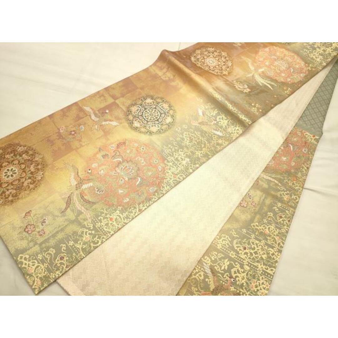 平和屋着物◎六通柄袋帯 正倉院花鳥文 金糸 正絹 逸品