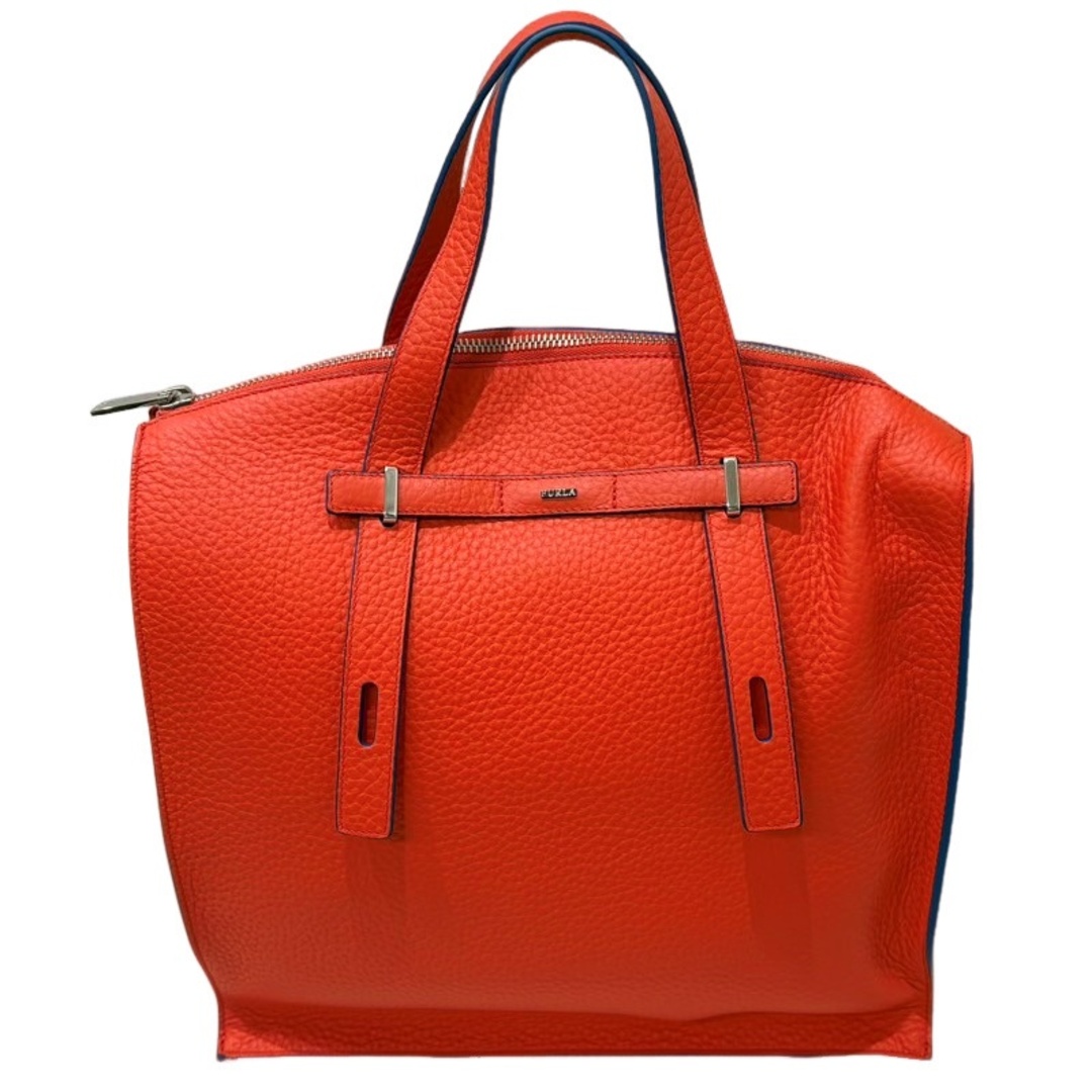 フルラ FURLA オレンジ 本革 トートバッグ スクエア ターンロック
