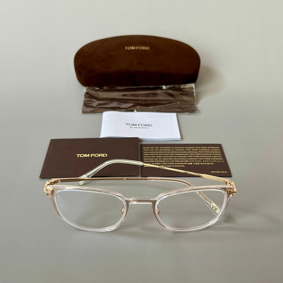 トムフォード メガネ アジアンフィット ウェリントン クリア ゴールド 金 透明 TOM FORD EYEWEAR - トムフォード メガネ アジアンフィット