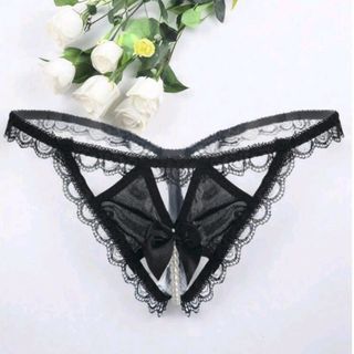 シーイン(SHEIN)のSHEIN パール付き オープンクロッチレースTバック(ショーツ)